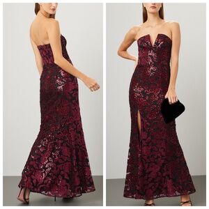 Dress the Population Burgundy Strapless Maxi Dress
